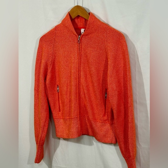 Lululemon Red Full Zip Knit Jacket High Neck Ribbed Hem & Cuffs Pockets Size S - Picture 1 of 5